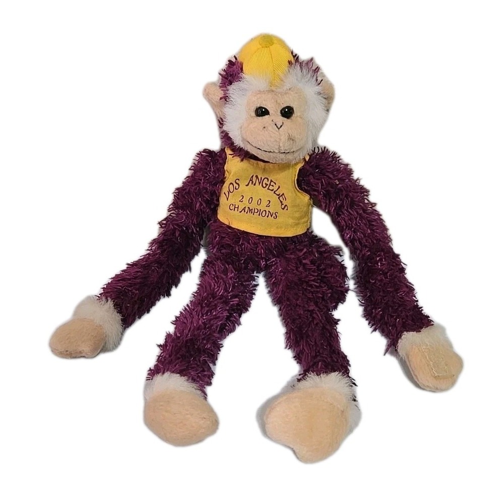 Vtg Los Angeles Lakers Plush Monkey 2002 NBA Champions Rare Mascot Three-Peat 11